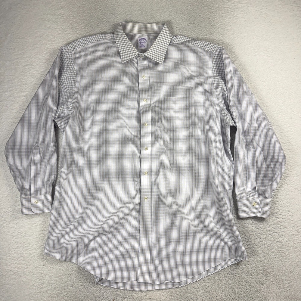 Brooks Brothers Size 18-34 Classic Shirt Long Sleeve Button-Down Check Blue